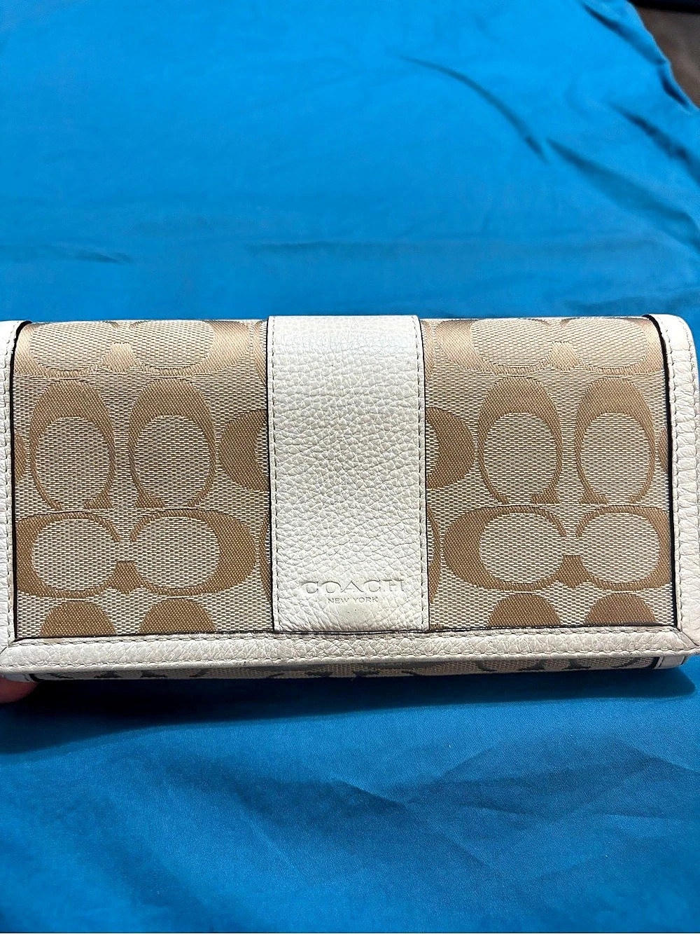 Coach Logo Wallet in White & Brown